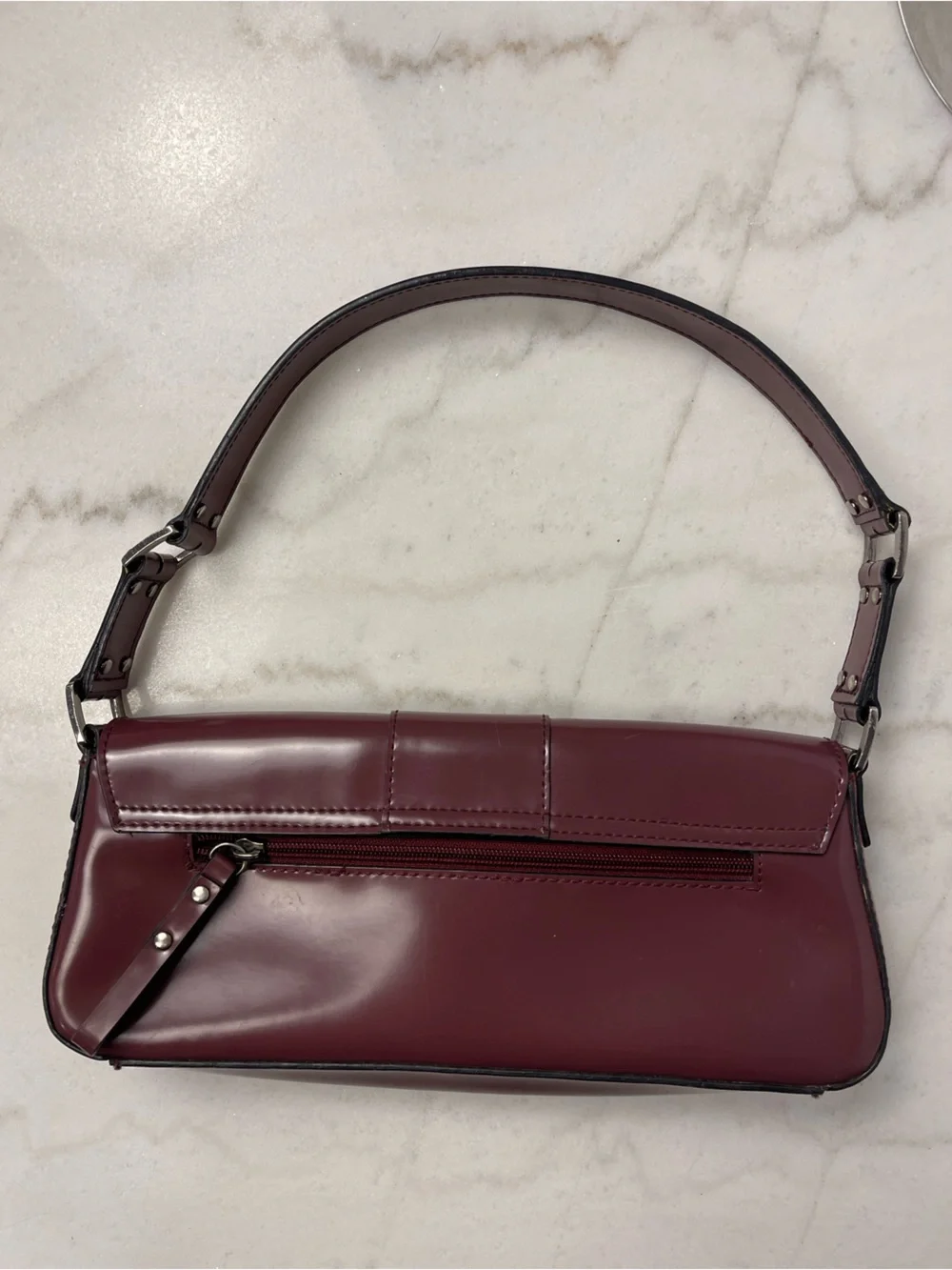 Guess Patent Shoulder Bag with Silver Hardware